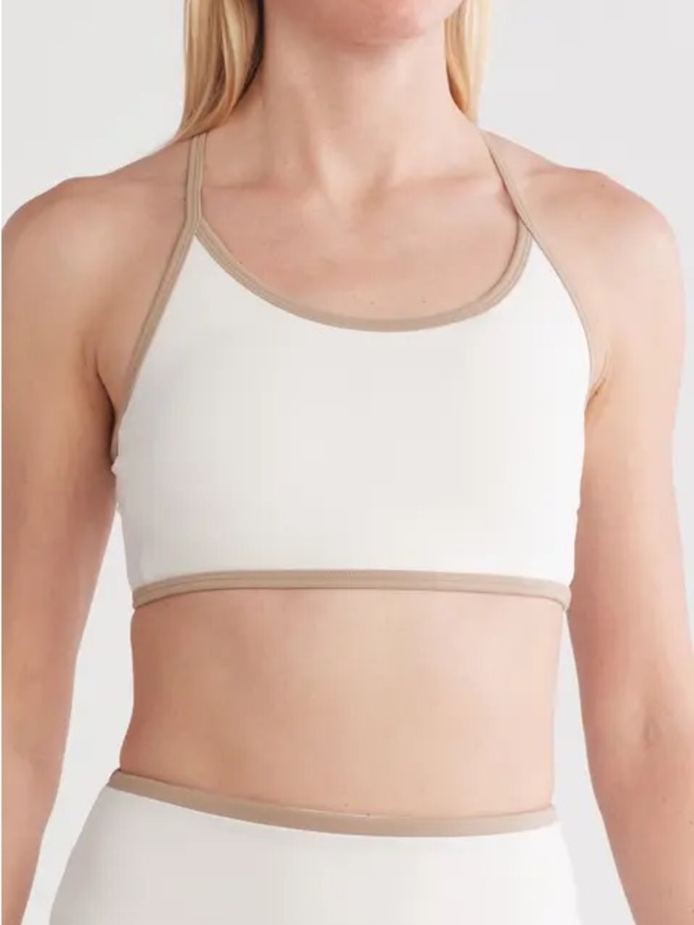 JoyLab Cream Sports Bralette with Tan Trim